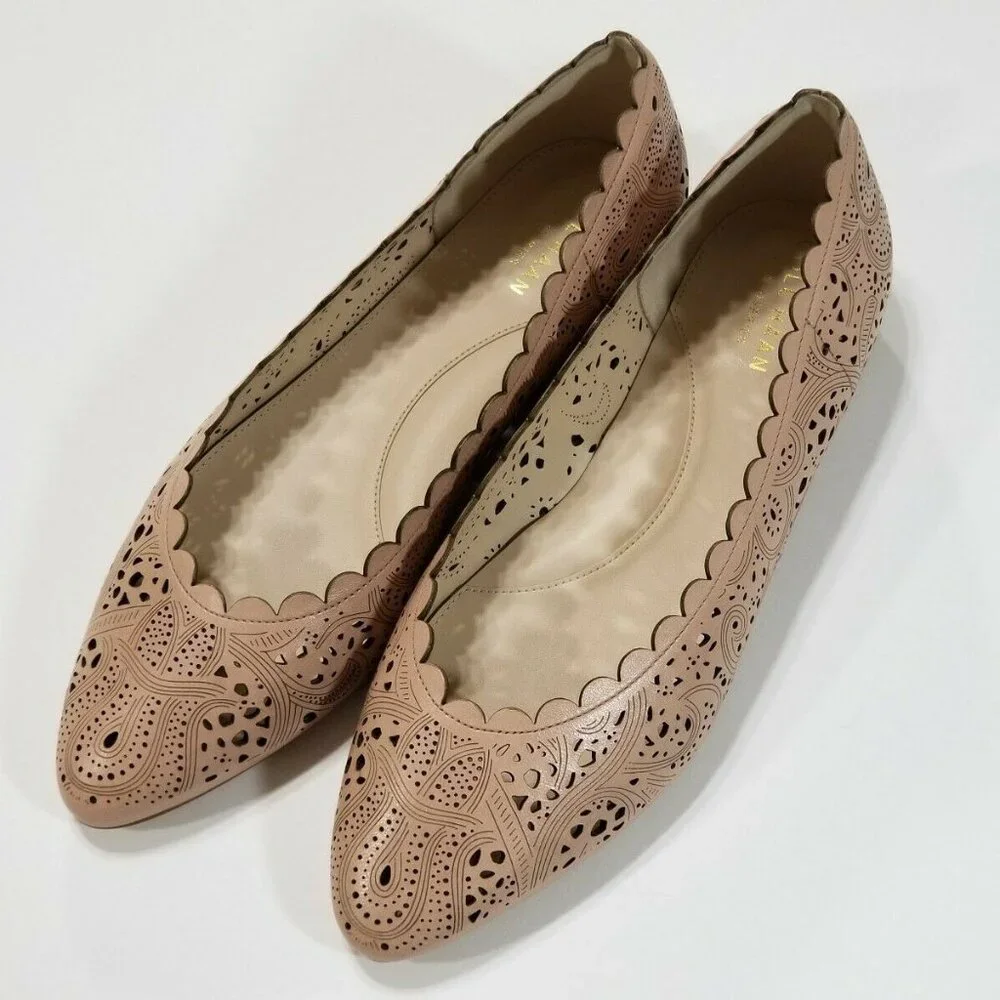 NIB Cole Haan Callie Laser-Cut Leather Flats in Mahogany Rose Size 6.5,8.5,9,9.5